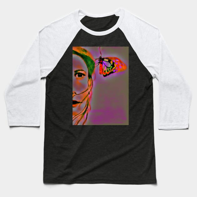 Butterfly Girl Baseball T-Shirt by teenamarie23art